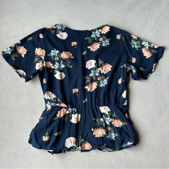 Elodie ~ Floral Peplum Top with Side Tie ~ Womens Size Small - Picture 2 of 10